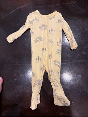 Silkberry Baby Bamboo Yellow Footed One-Piece Pajamas with Jeep Truck Print